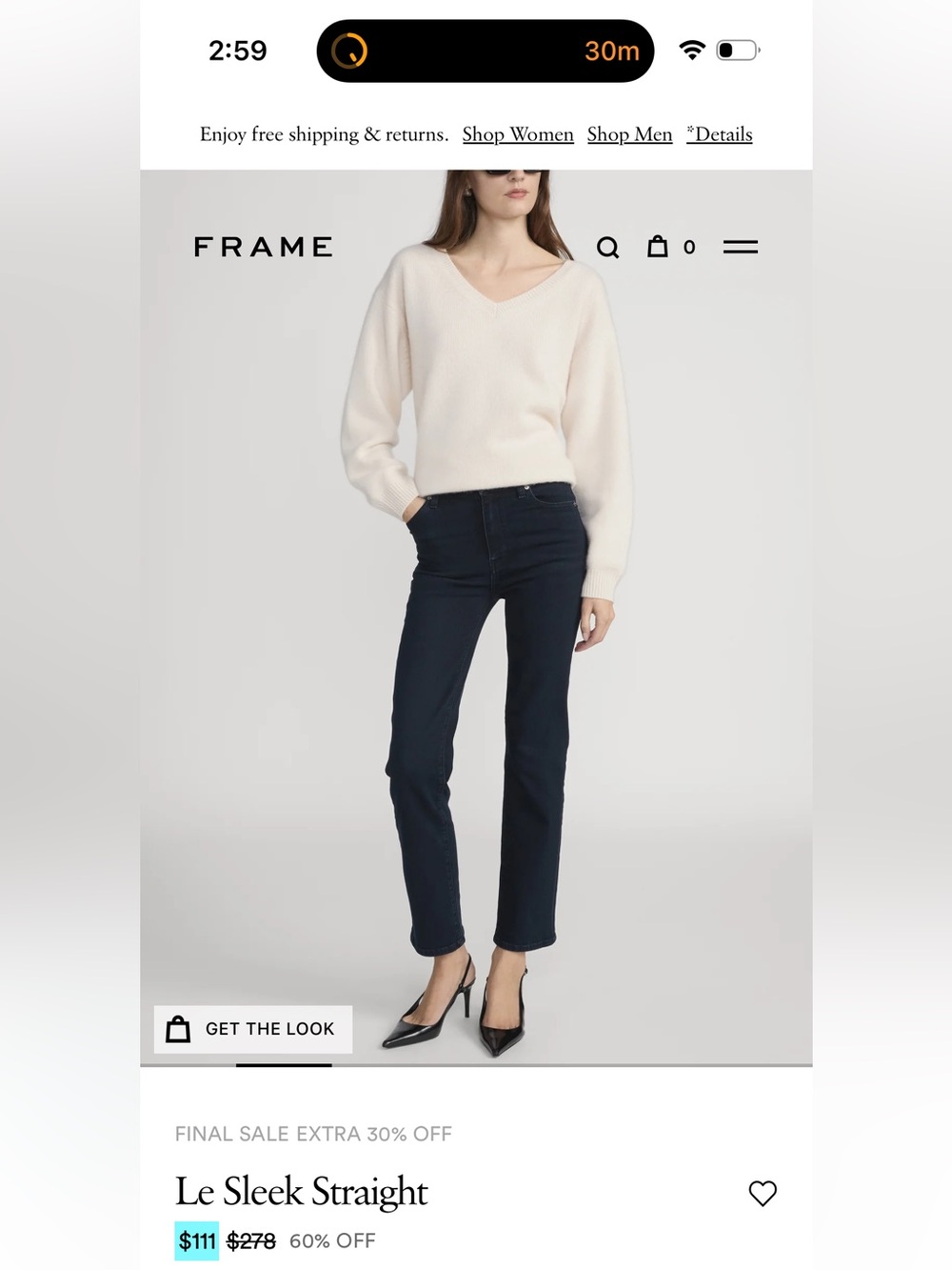 Frame Denim Le Sleek Straight Jeans in Dark Blue Wash